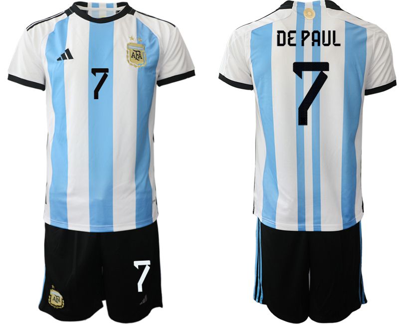 Men 2022 World Cup National Team Argentina home white #7 Soccer Jerseys